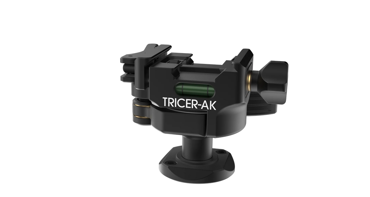 Black ball head with 'TRICER-AK' branding on a clear background angle 2