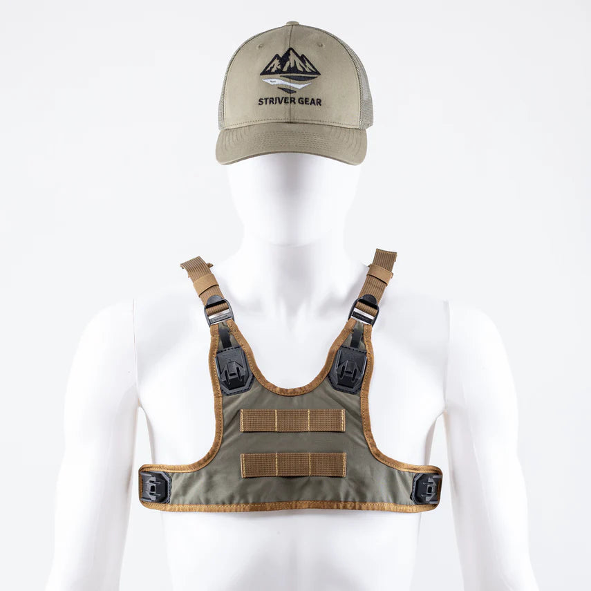Striver Gear cap and quick release vest on a white background