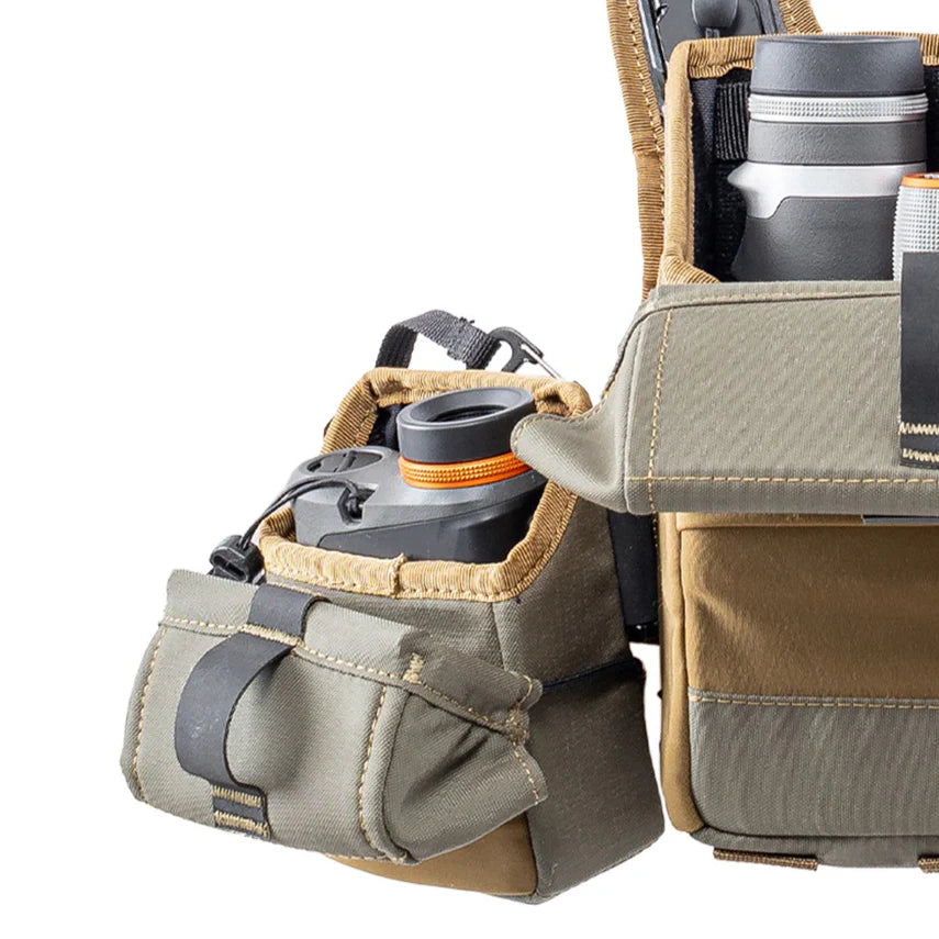 Striver rangefinder pouch open with a rangefinder inside on a white background