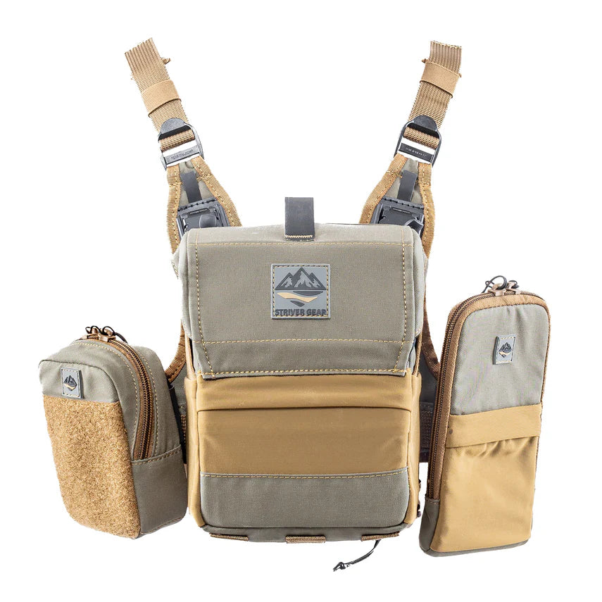 Multicompartment harness with straps on a white background